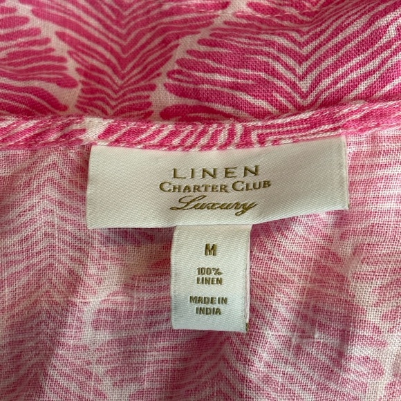 Charter club linen luxury summer short sleeve short blouse T-shirt size medium - Picture 6 of 13